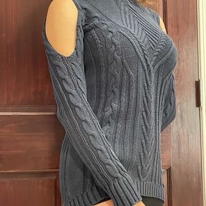 Navy Jessica Simpson sweater with open shoulders